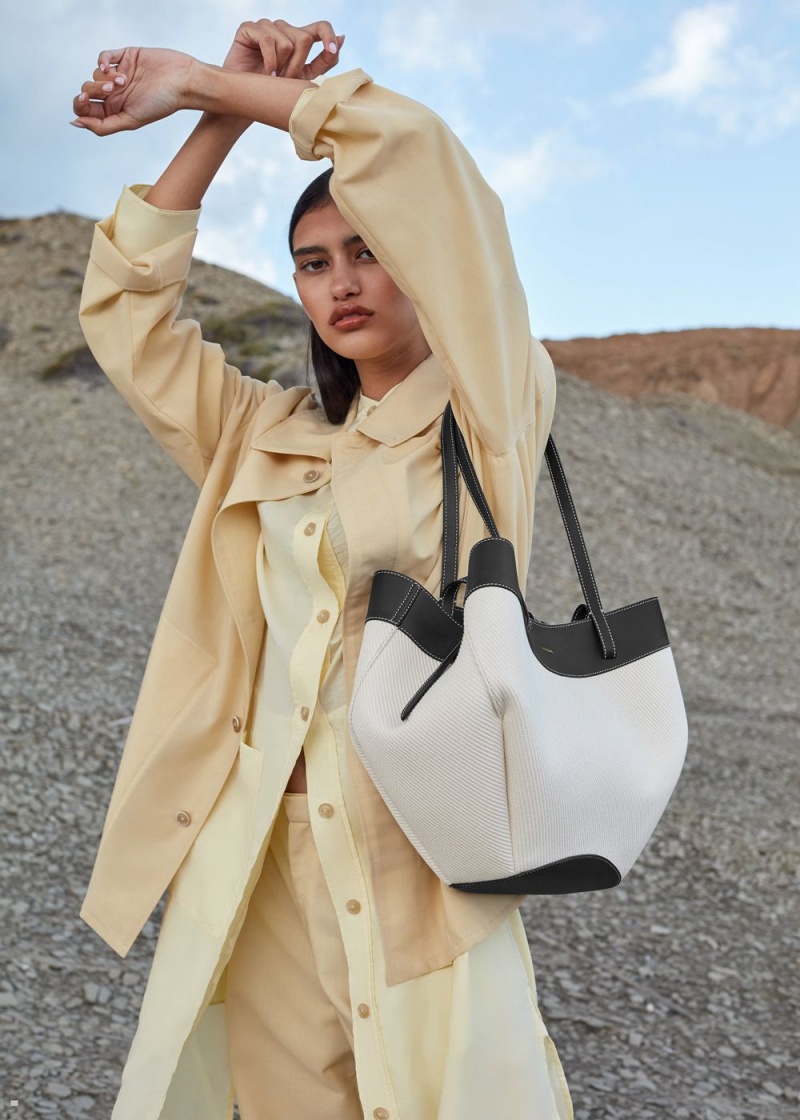 Polene Cyme Women's Bags Black White | 254-AVWMGO