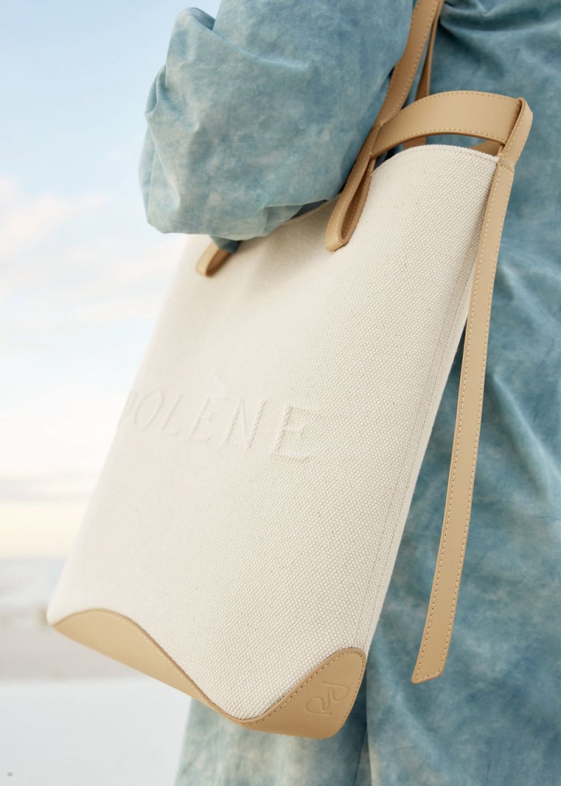 Polene Ilo Women's Bags Beige White | 706-ZGHYXR