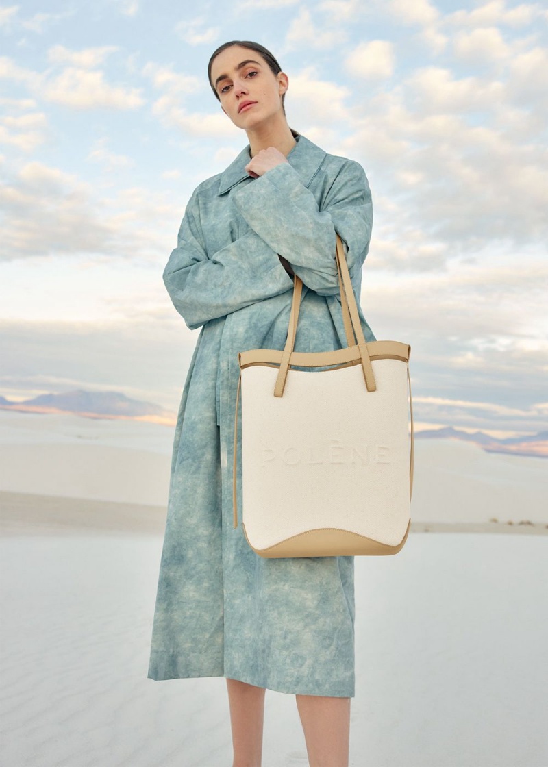 Polene Ilo Women's Bags Beige White | 706-ZGHYXR