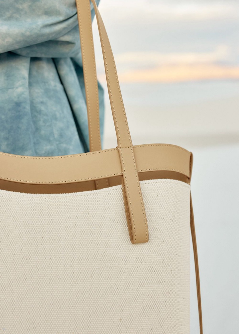 Polene Ilo Women's Bags Beige White | 706-ZGHYXR
