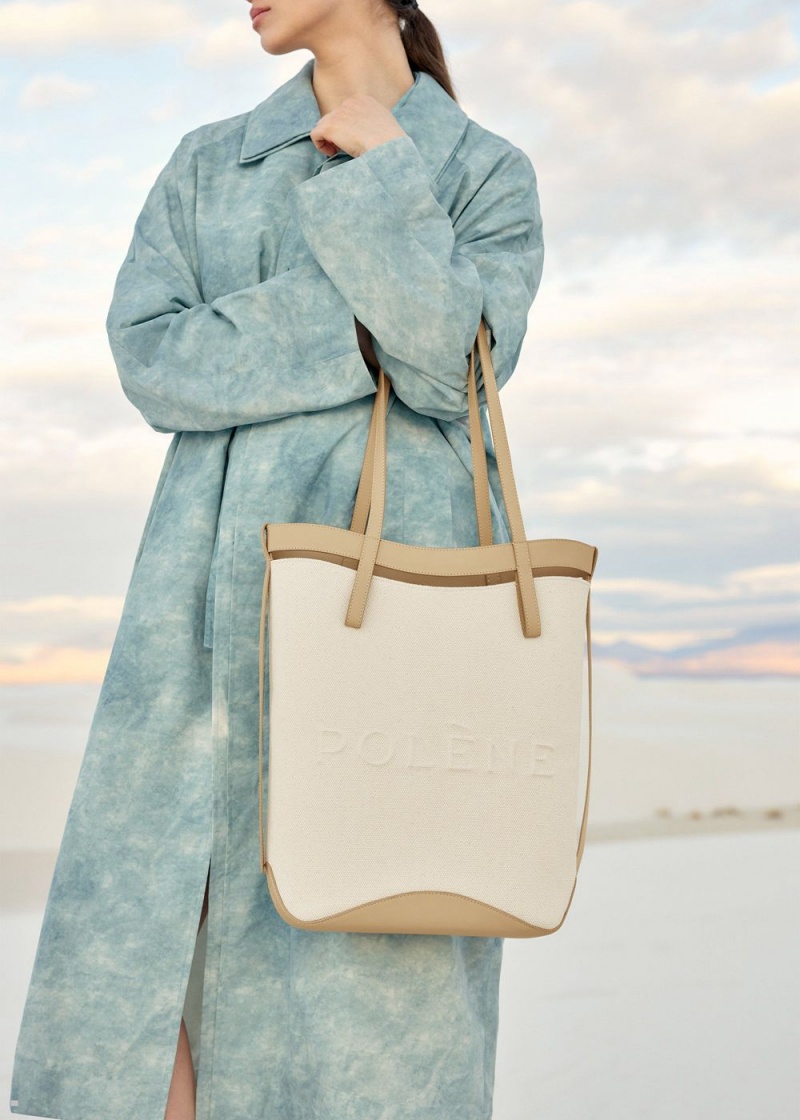 Polene Ilo Women's Bags Beige White | 706-ZGHYXR