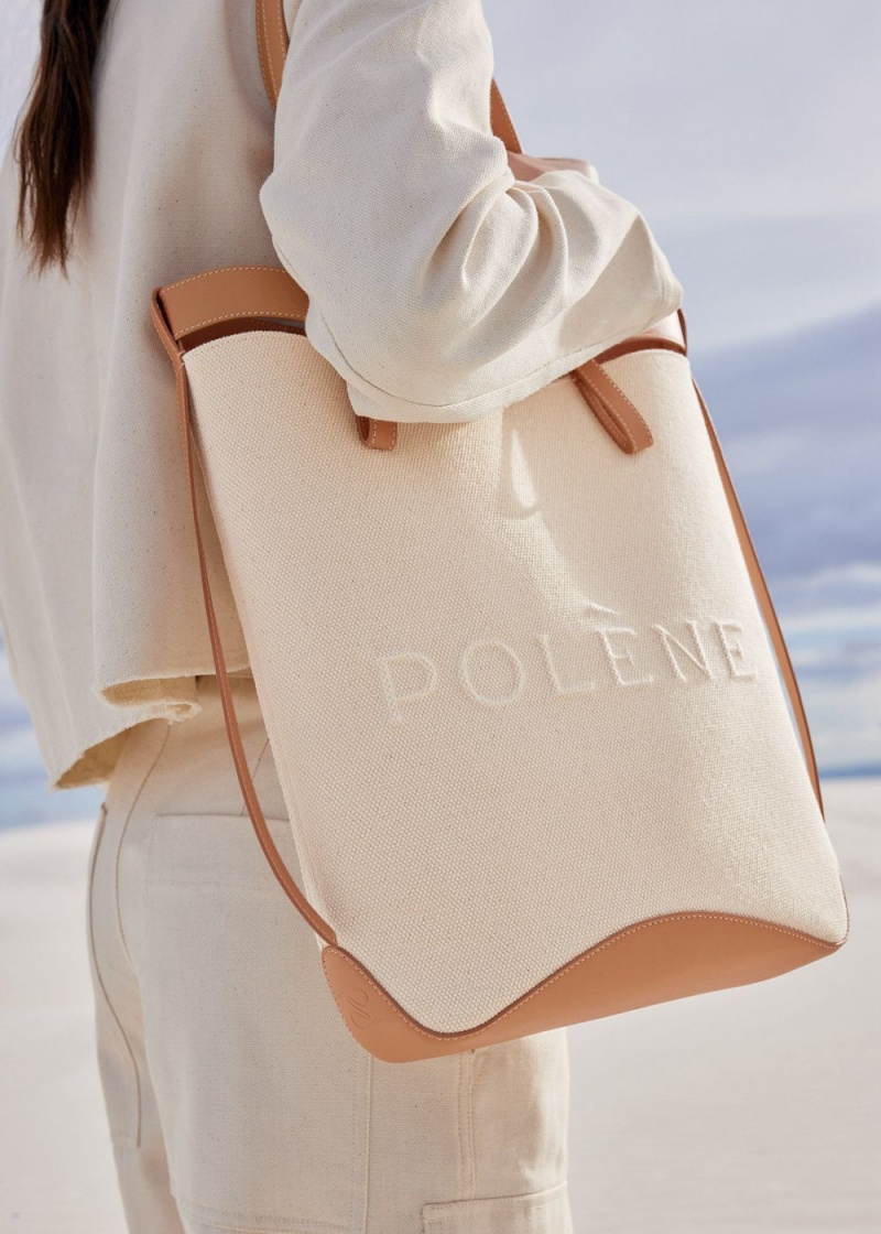Polene Ilo Women's Bags Brown White | 564-EDMOVW