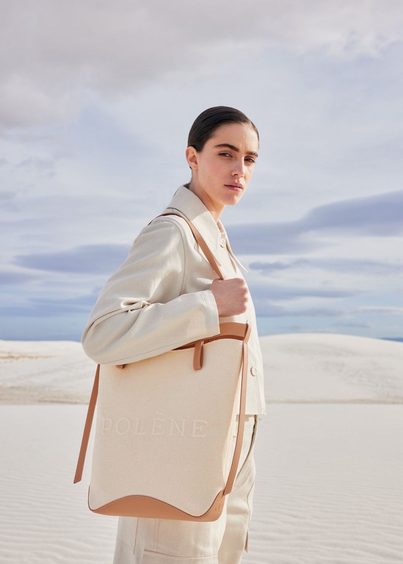 Polene Ilo Women's Bags Brown White | 564-EDMOVW