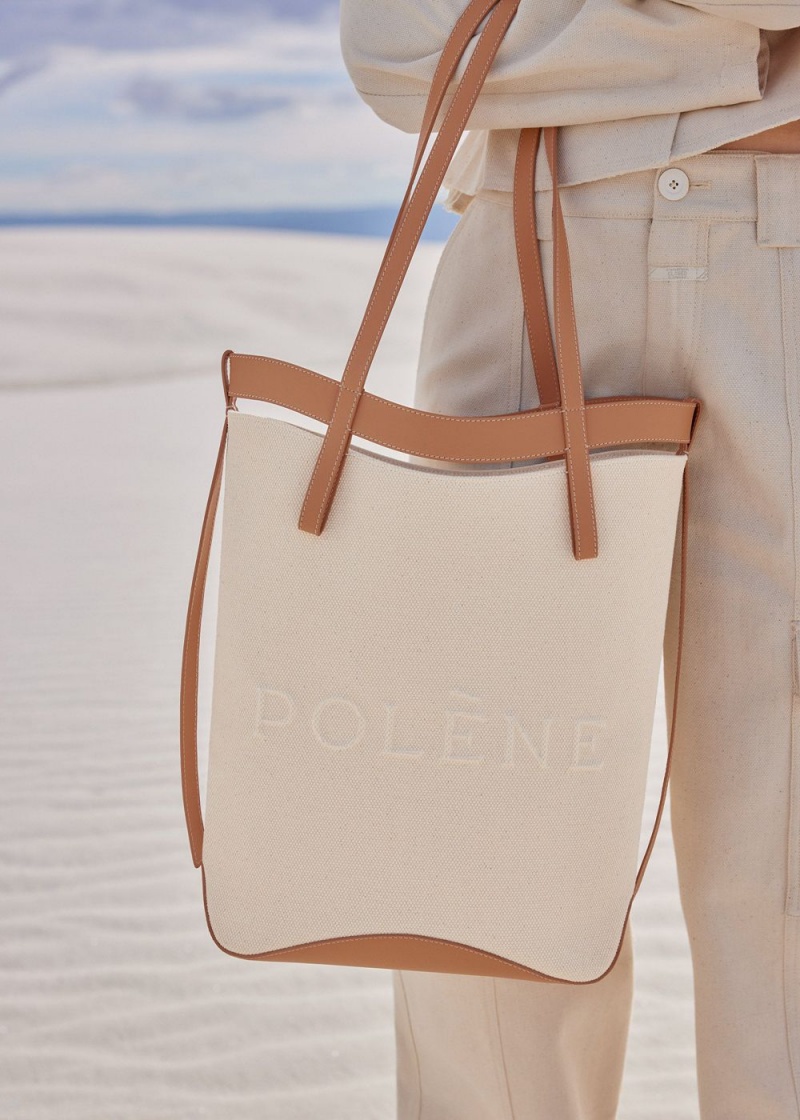 Polene Ilo Women's Bags Brown White | 564-EDMOVW