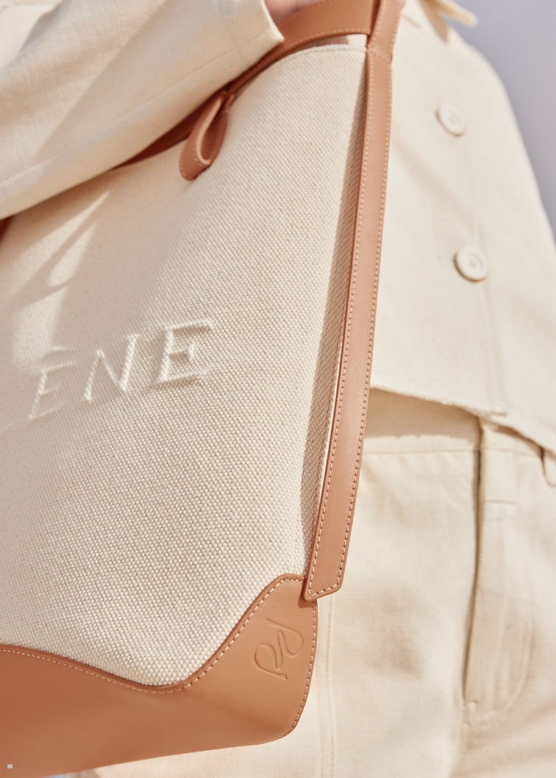 Polene Ilo Women's Bags Brown White | 564-EDMOVW