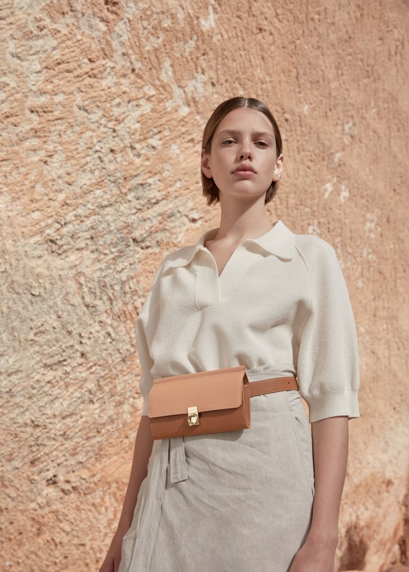 Polene Numéro Sept Belt Women's Wallets Brown | 810-LXDWUM