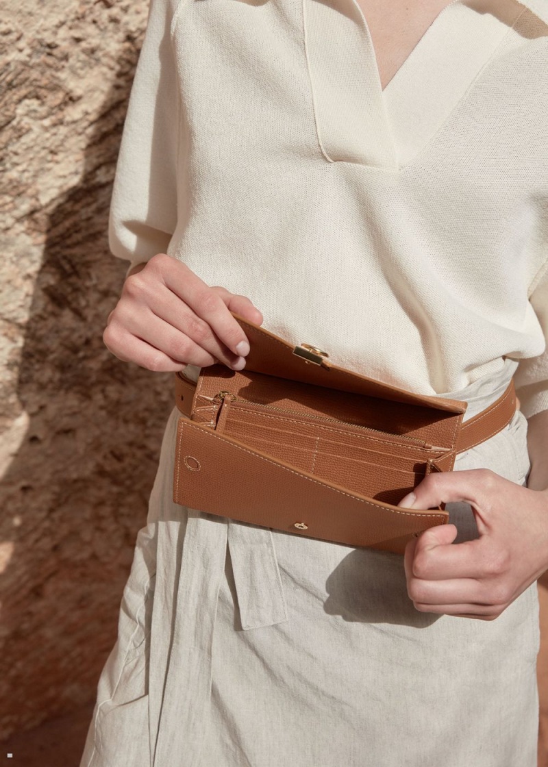 Polene Numéro Sept Belt Women's Wallets Brown | 810-LXDWUM