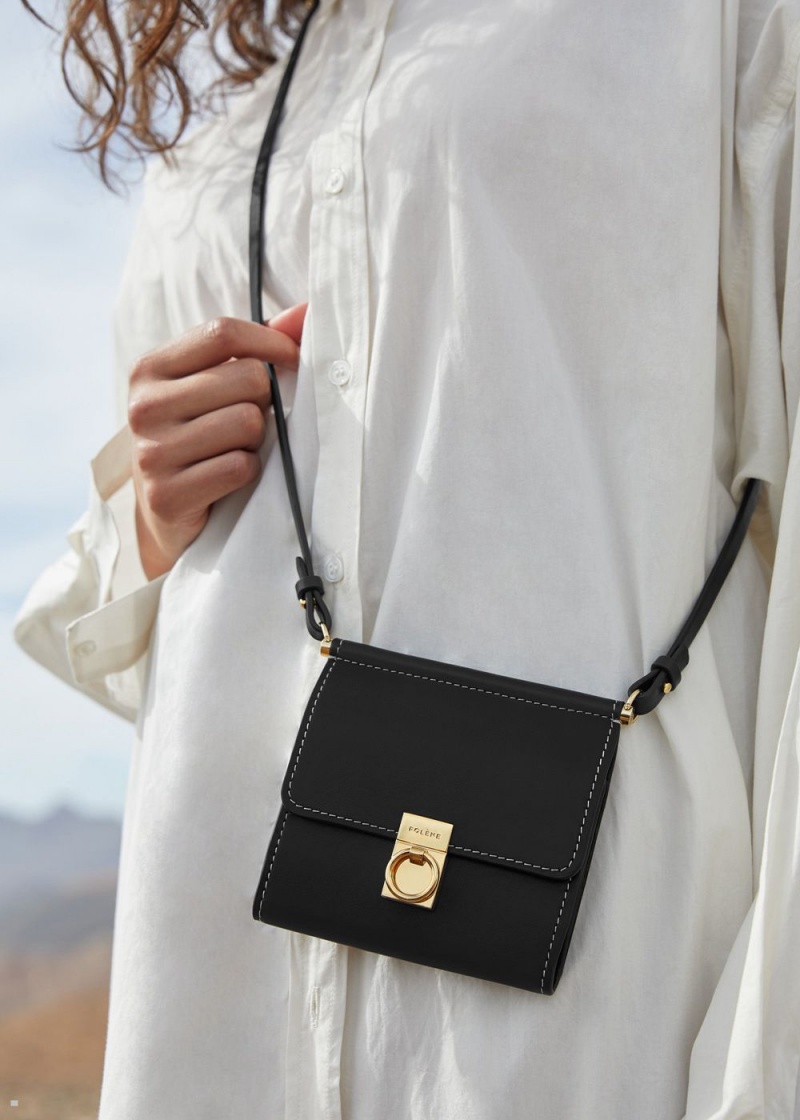 Polene Numéro Sept Crossbody Women's Wallets Black | 089-AEJOWX